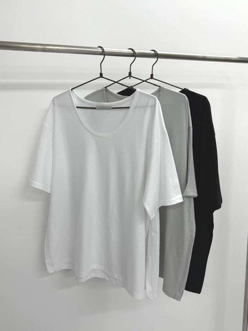 Heil - Korean Women Fashion - #womensfashion - Slit U-neck Tee - 11
