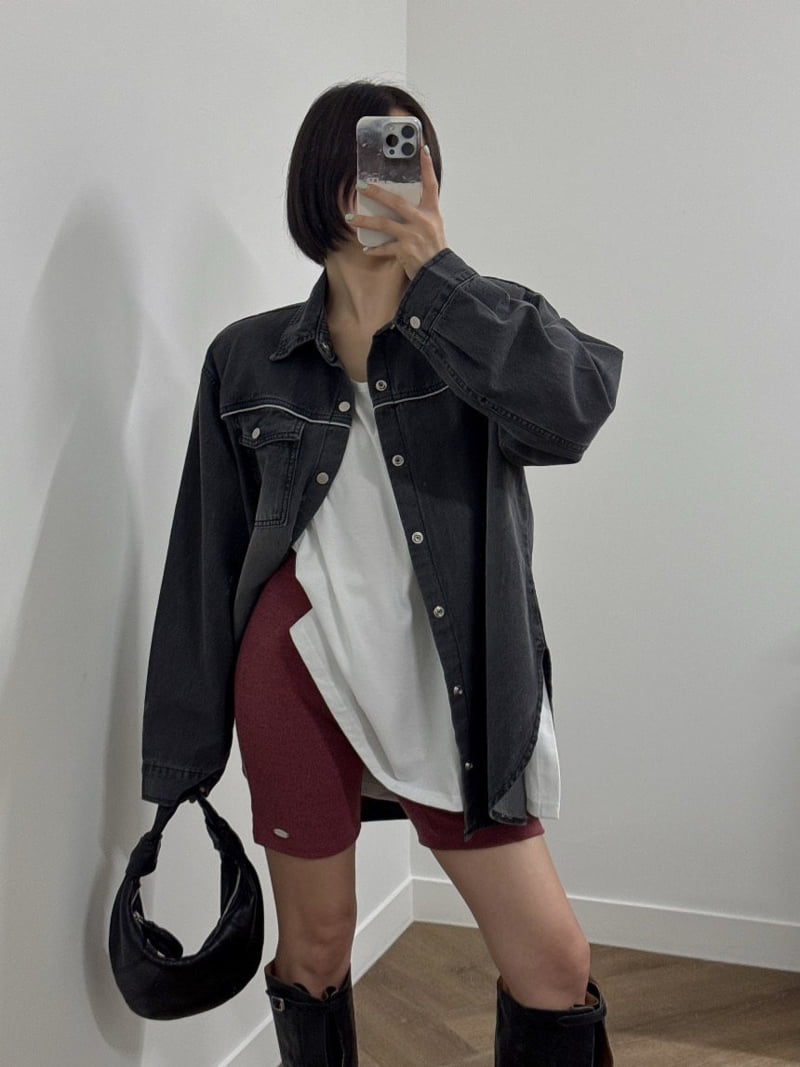 Heil - Korean Women Fashion - #womensfashion - Slit U-neck Tee - 9