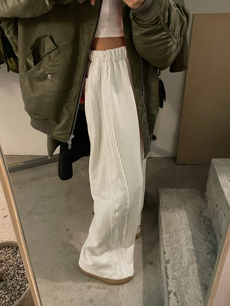 Heil - Korean Women Fashion - #womensfashion - Lace Track Pants