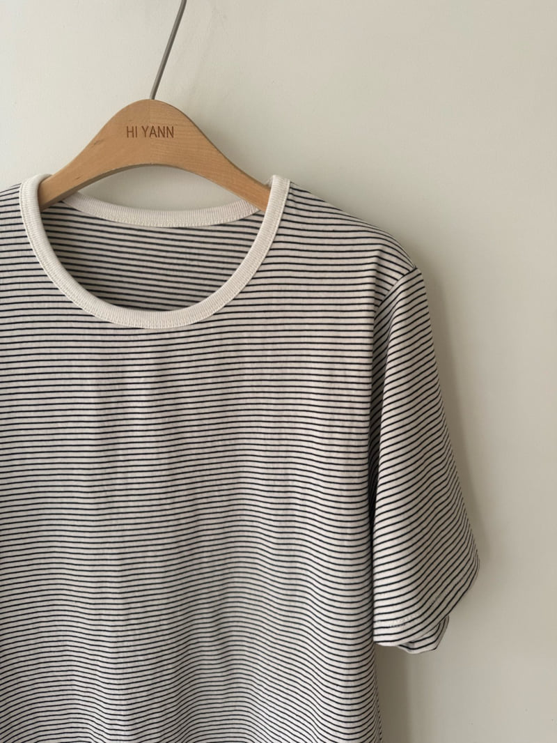 Hiyann - Korean Women Fashion - #shopsmall - Stripe Short Sleeve Tee - 2