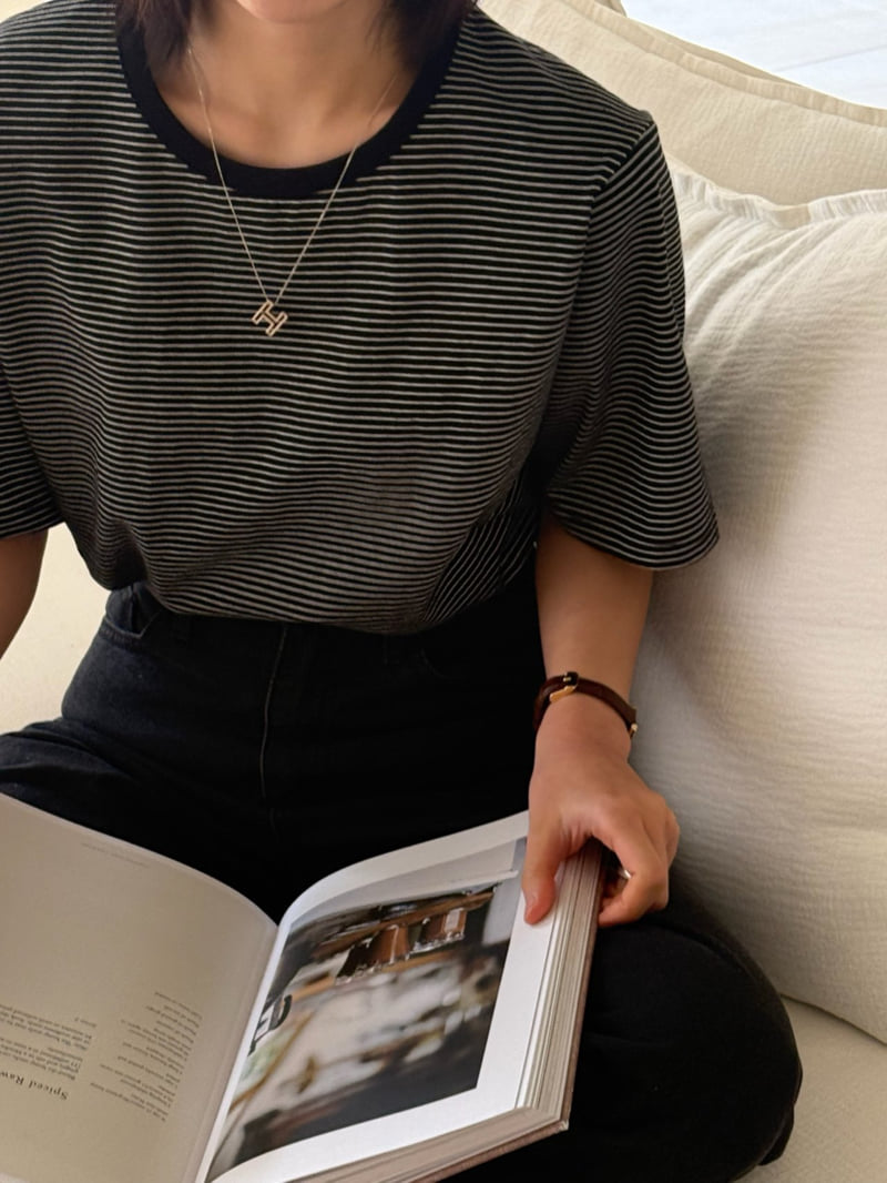 Hiyann - Korean Women Fashion - #womensfashion - Stripe Short Sleeve Tee - 10