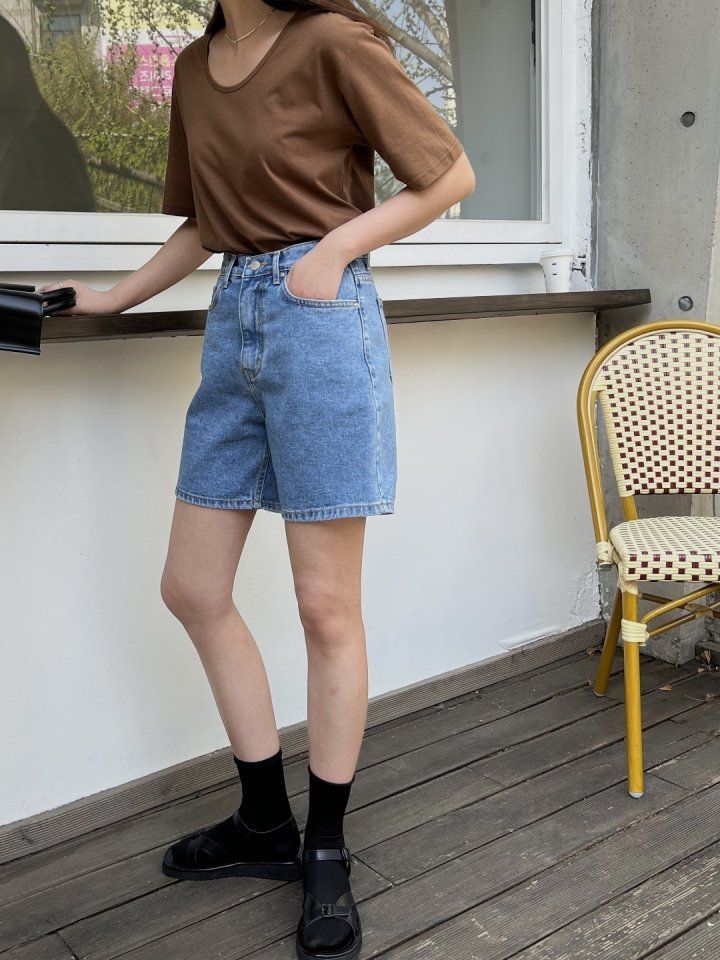 I'm here - Korean Women Fashion - #momslook - Denim Half Pants - 2