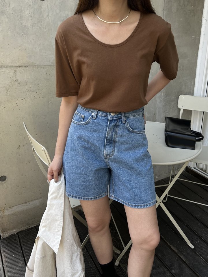 I'm here - Korean Women Fashion - #momslook - Denim Half Pants - 6