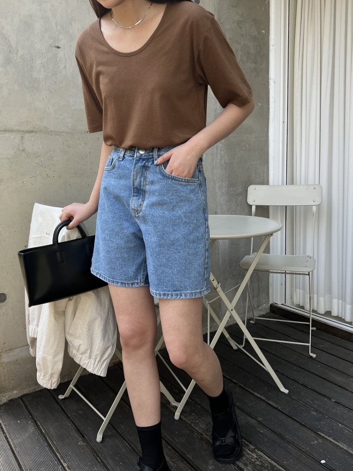 I'm here - Korean Women Fashion - #momslook - Denim Half Pants - 8
