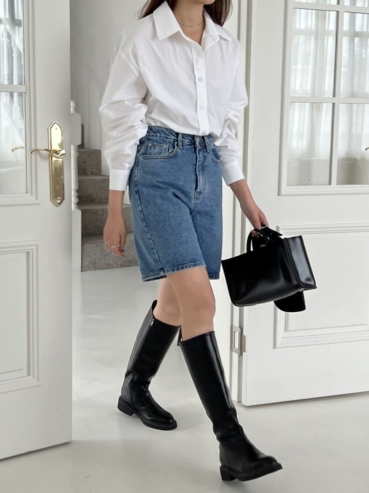 I'm here - Korean Women Fashion - #momslook - Denim Shorts - 3