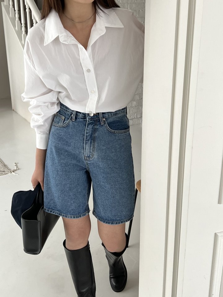 I'm here - Korean Women Fashion - #momslook - Denim Shorts - 5
