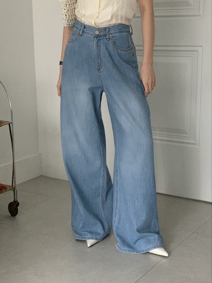 I'm here - Korean Women Fashion - #momslook - 885 Wide Denim Pants - 11