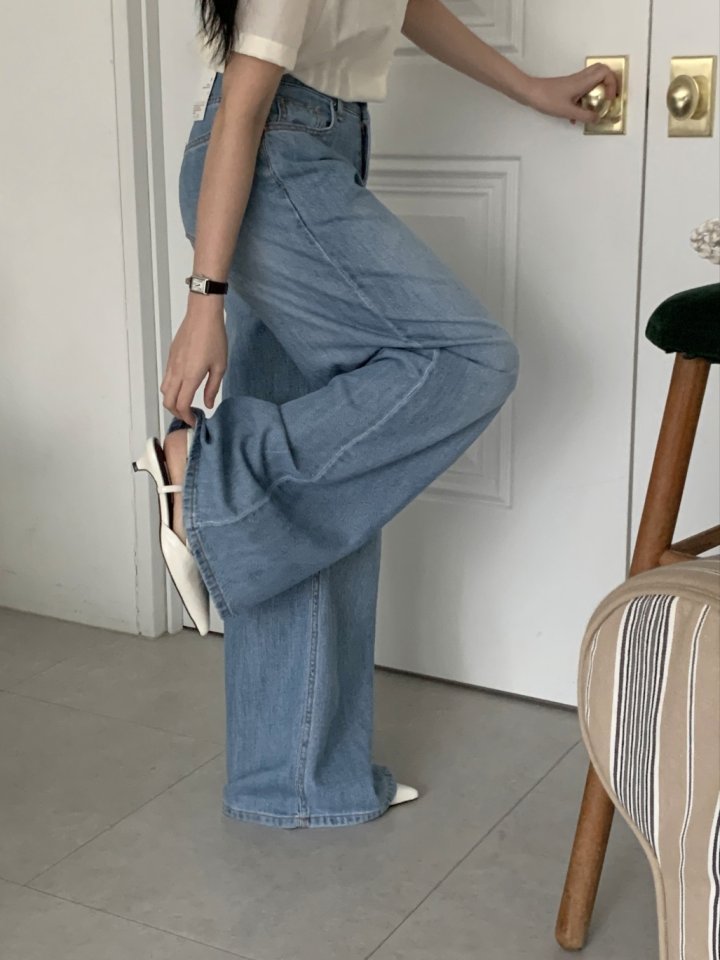 I'm here - Korean Women Fashion - #momslook - 885 Wide Denim Pants - 7