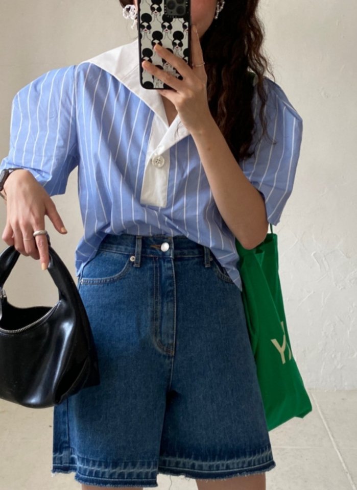 I'm here - Korean Women Fashion - #thelittlethings - Hem Denim Shorts - 4