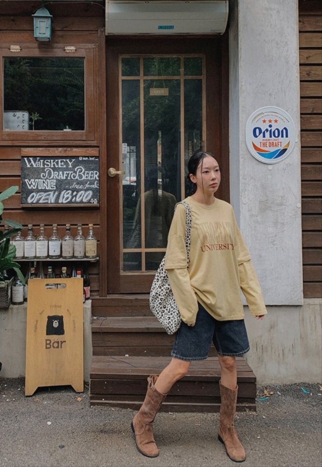 I'm here - Korean Women Fashion - #romanticstyle - Blue Black Denim Shorts