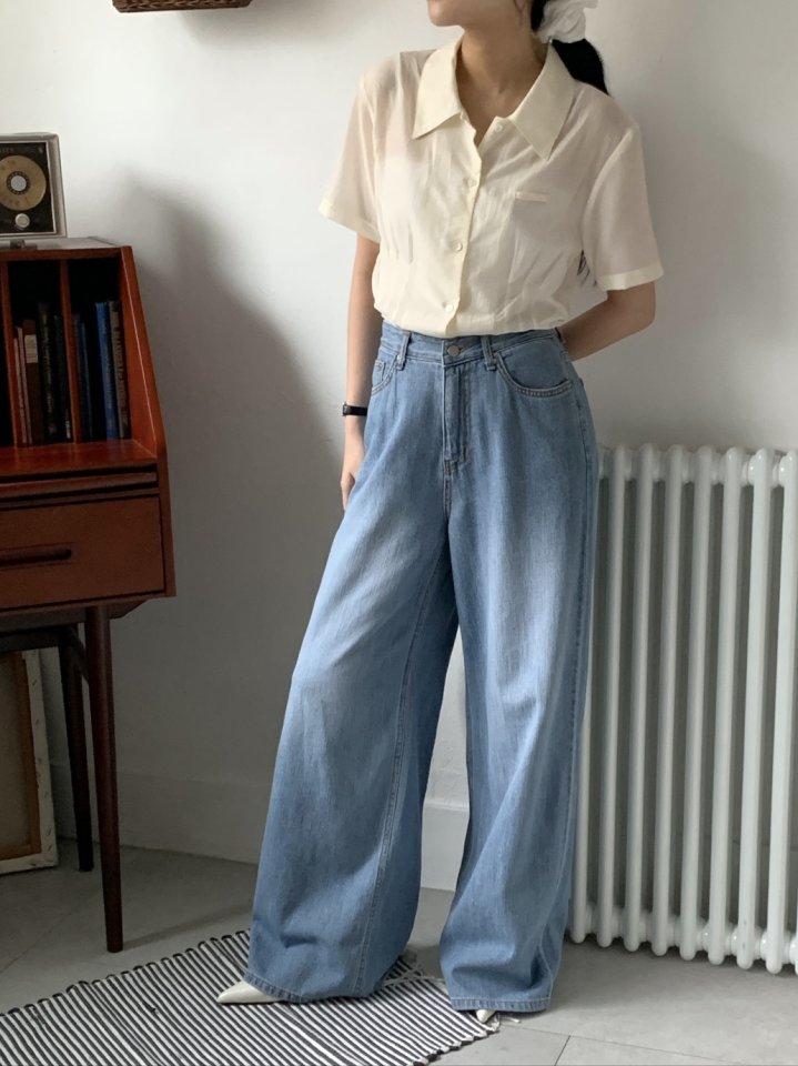 I'm here - Korean Women Fashion - #romanticstyle - 885 Wide Denim Pants - 4