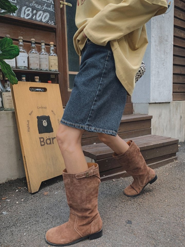 I'm here - Korean Women Fashion - #shopsmall - Blue Black Denim Shorts - 2
