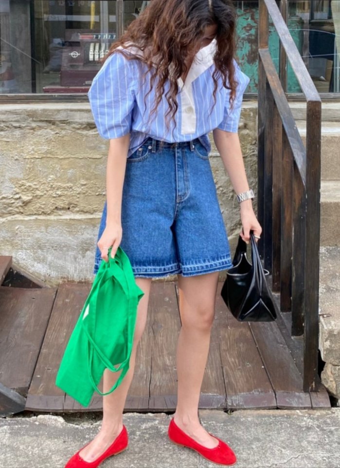 I'm here - Korean Women Fashion - #shopsmall - Hem Denim Shorts