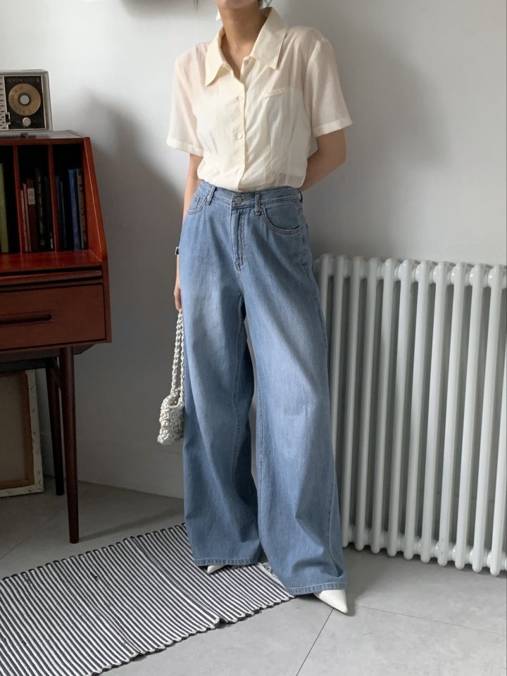 I'm here - Korean Women Fashion - #thatsdarling - 885 Wide Denim Pants - 5