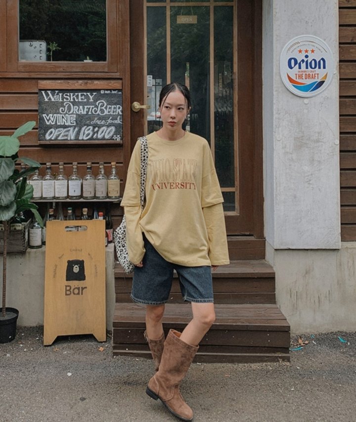 I'm here - Korean Women Fashion - #thatsdarling - Blue Black Denim Shorts - 4