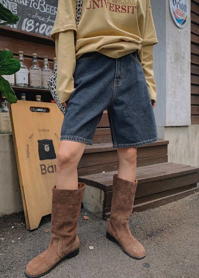 I'm here - Korean Women Fashion - #womensfashion - Blue Black Denim Shorts - 6