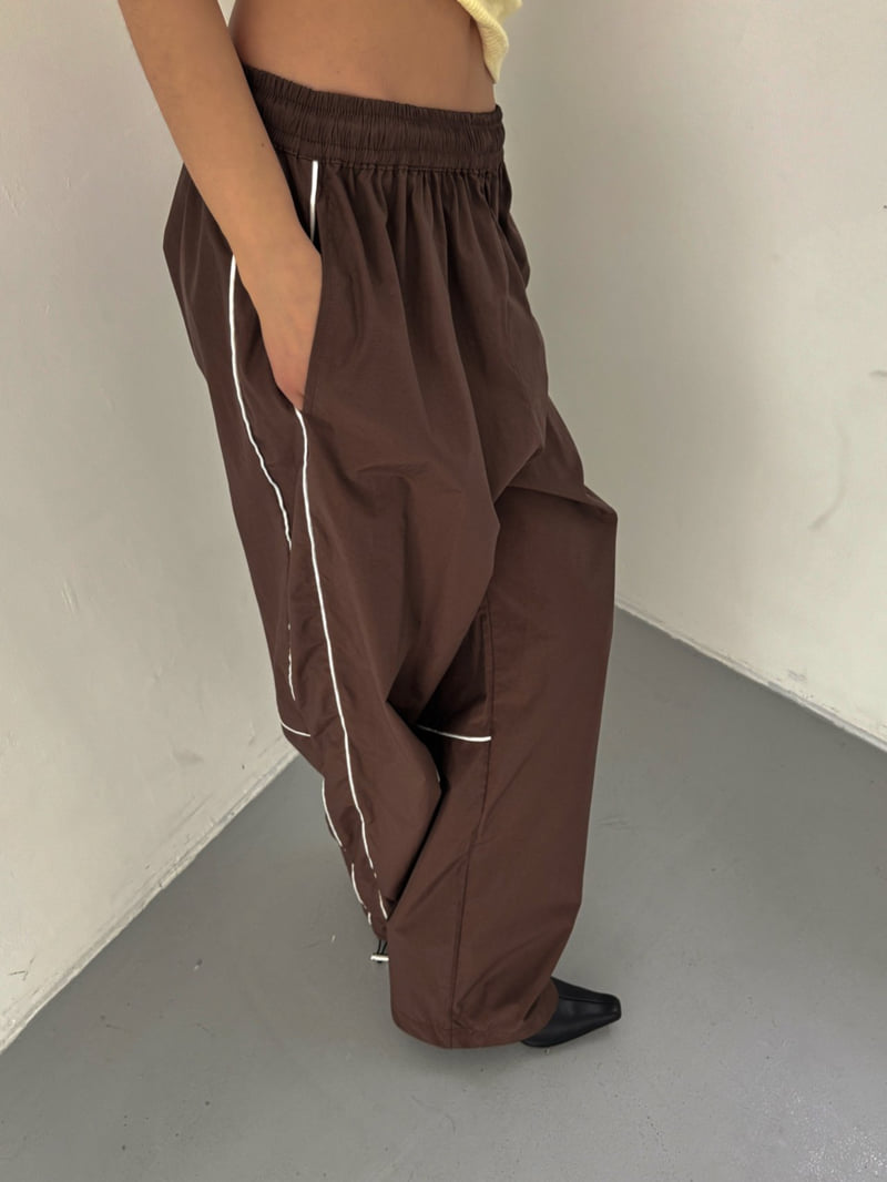 Inssense - Korean Women Fashion - #momslook - Technical Piping Lined Nylon Pants - 2