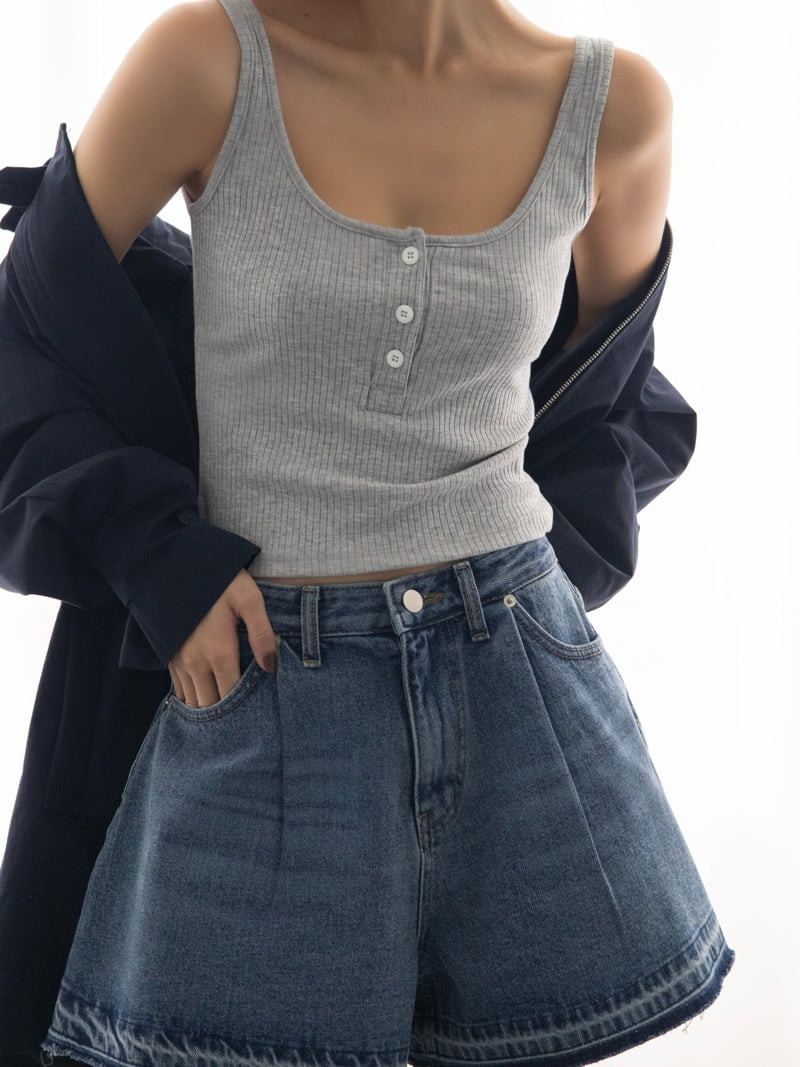 Inssense - Korean Women Fashion - #momslook - Three Button Ribbed Sleeveless - 3