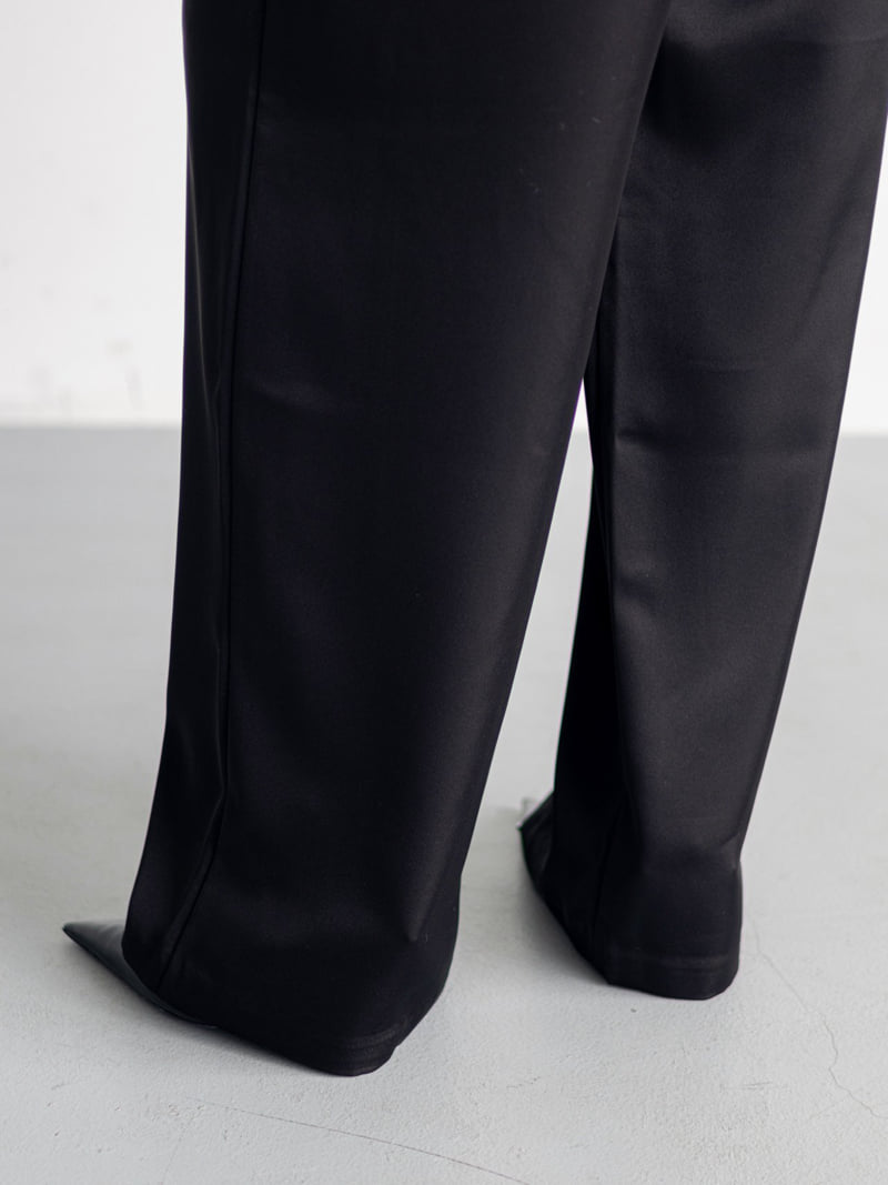 Inssense - Korean Women Fashion - #womensfashion - Pin-tuck Silky Banded Wide Trousers  - 4