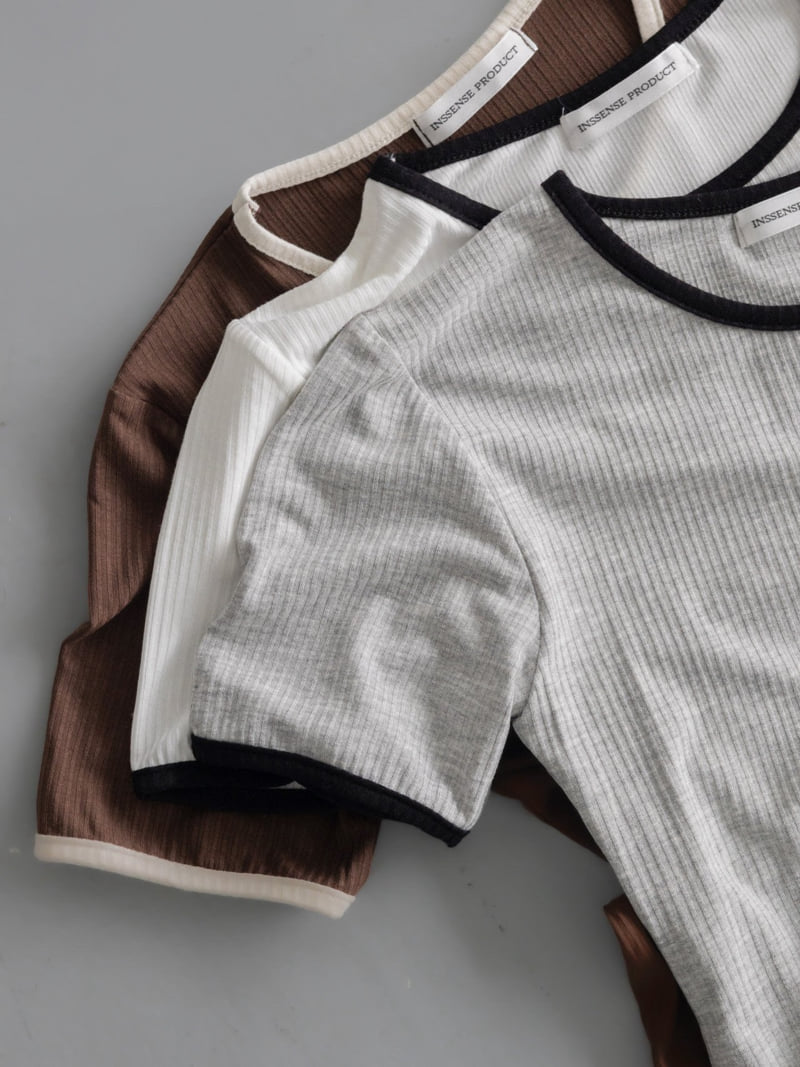 Inssense - Korean Women Fashion - #momslook - Raglan Slim Short Sleeve T-shirt - 2