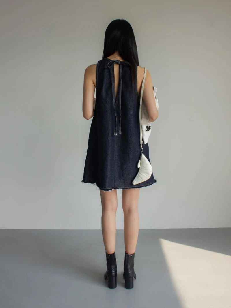 Inssense - Korean Women Fashion - #womensfashion - Fringe Detail Indigo Denim Mini Dress - 4