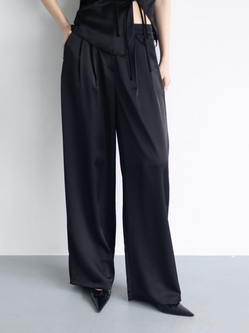 Inssense - Korean Women Fashion - #womensfashion - Pin-tuck Silky Banded Wide Trousers 