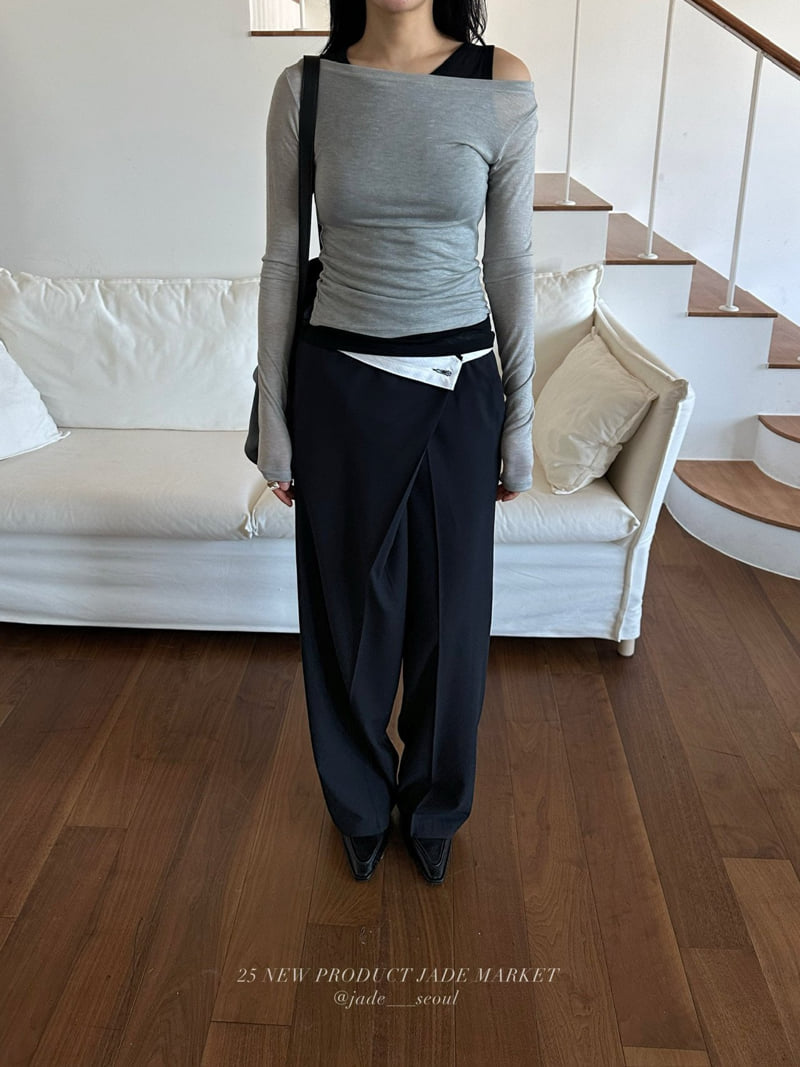 Jade Market - Korean Women Fashion - #momslook - Off Shoulder Tee Set