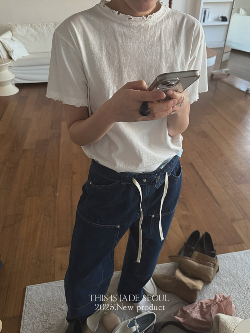 Jade Market - Korean Women Fashion - #momslook - Vintage Washing Tee - 6