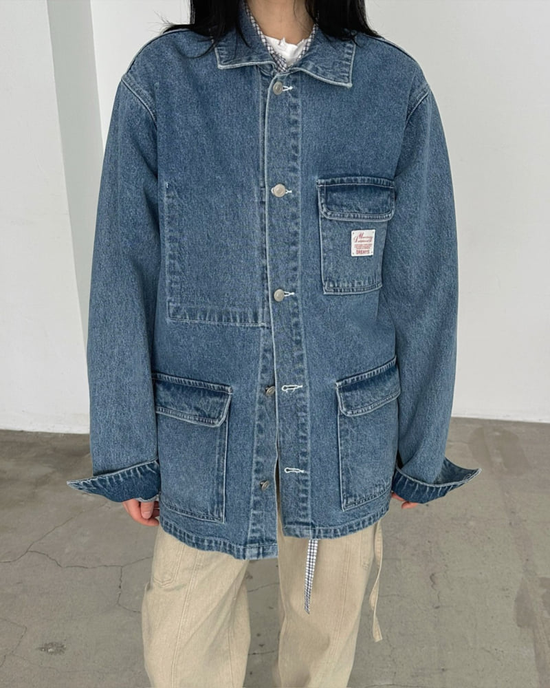 Jade Market - Korean Women Fashion - #momslook - Denim Work Jacket - 2