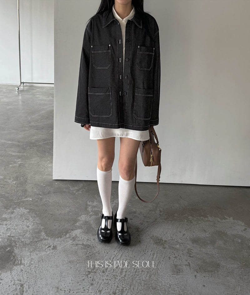 Jade Market - Korean Women Fashion - #momslook - Le Mon Stitch Jacket - 3