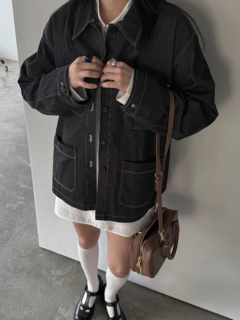 Jade Market - Korean Women Fashion - #momslook - Le Mon Stitch Jacket - 5