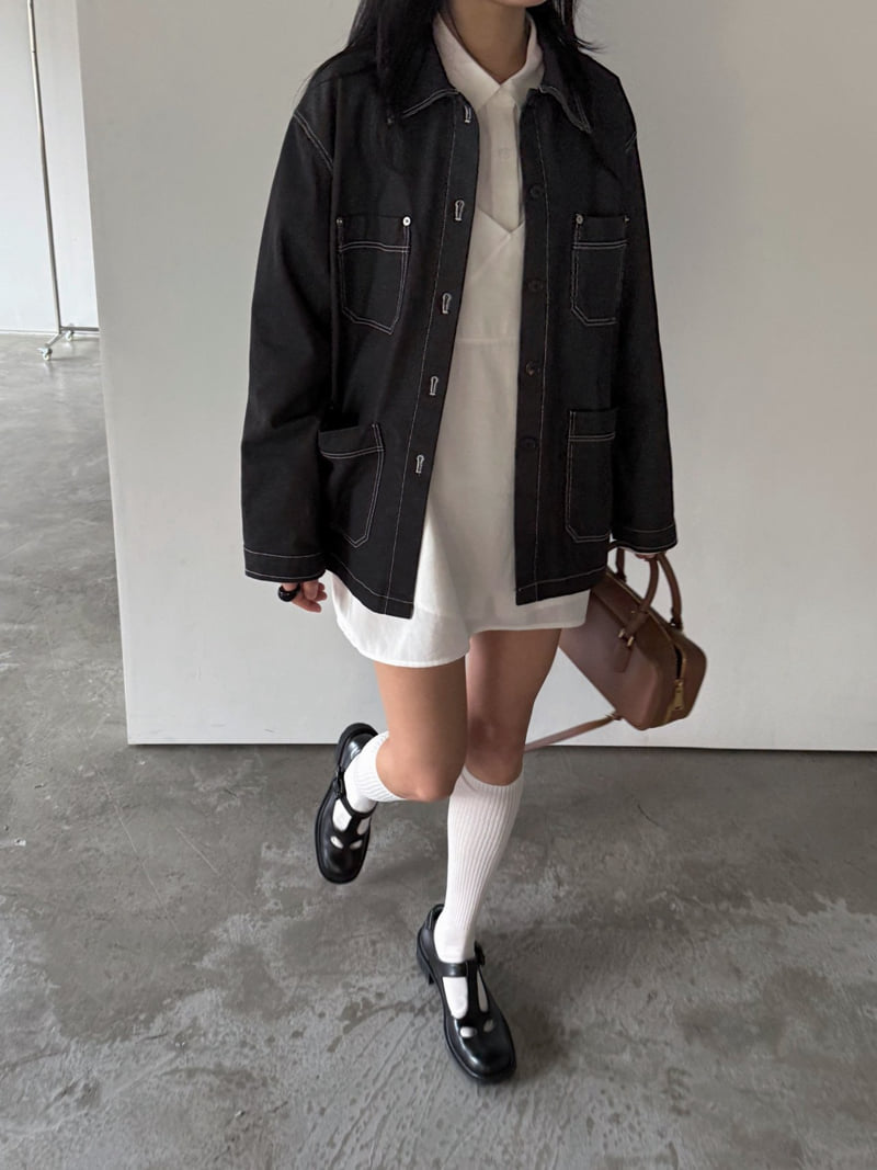 Jade Market - Korean Women Fashion - #momslook - Le Mon Stitch Jacket - 7