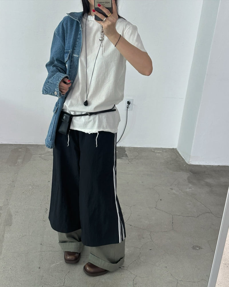 Jade Market - Korean Women Fashion - #momslook - Urban Tape Pants - 12