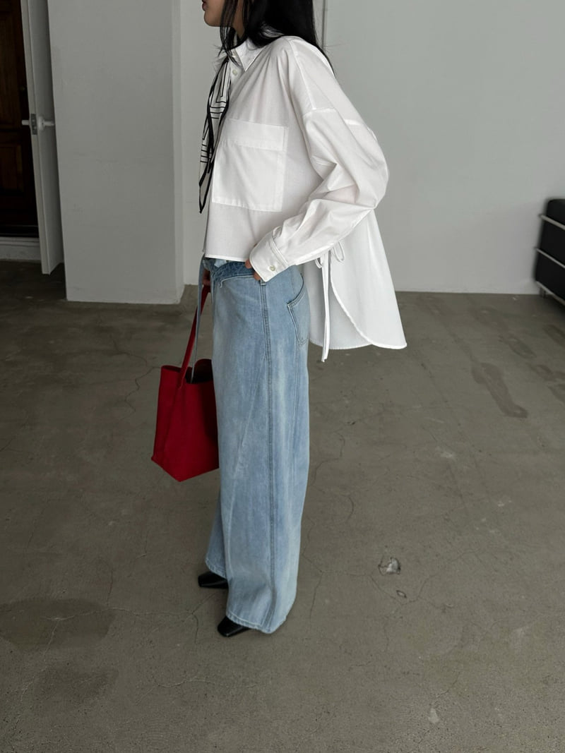 Jade Market - Korean Women Fashion - #momslook - Blue Pocket Shirt - 12