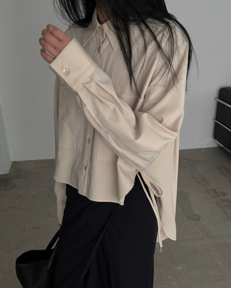 Jade Market - Korean Women Fashion - #momslook - Blue Pocket Shirt - 2