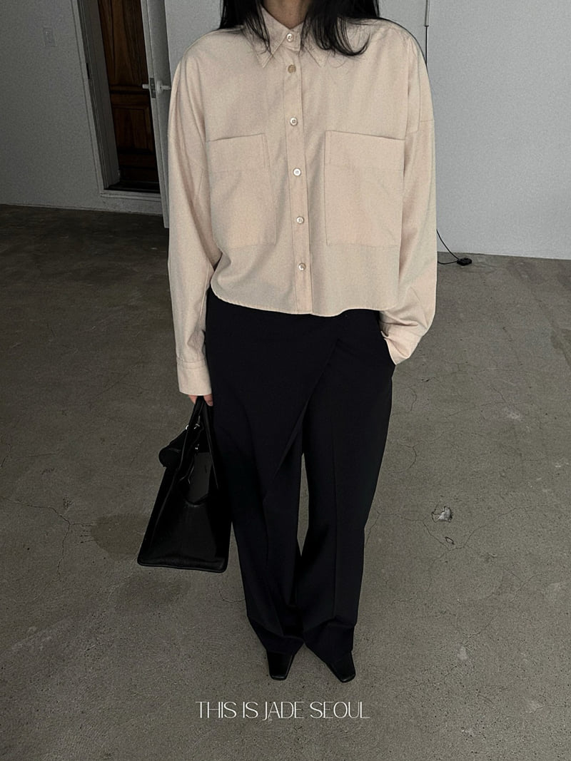 Jade Market - Korean Women Fashion - #momslook - Blue Pocket Shirt - 6