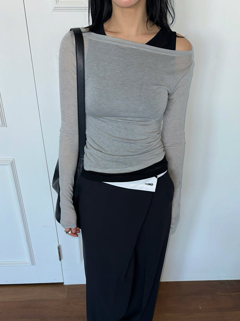 Jade Market - Korean Women Fashion - #pursuepretty - Off Shoulder Tee Set - 6