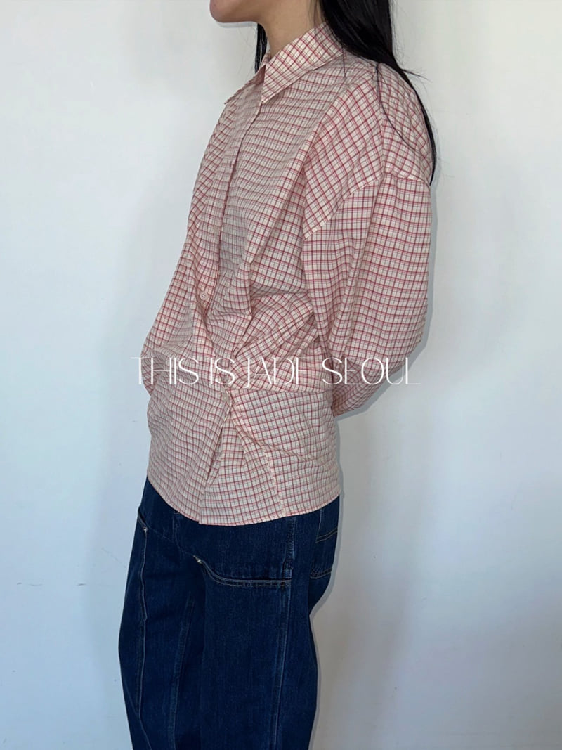 Jade Market - Korean Women Fashion - #vintageinspired - Lily Check Shirt - 2