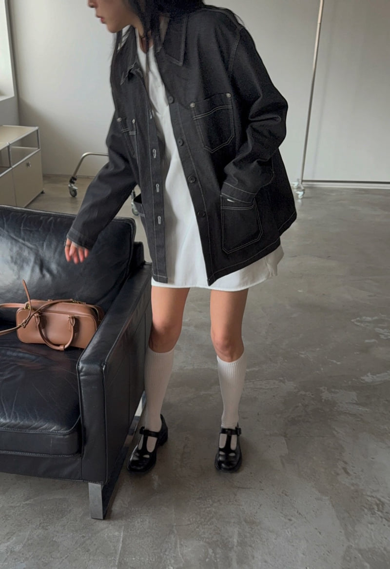 Jade Market - Korean Women Fashion - #momslook - Le Mon Stitch Jacket - 4