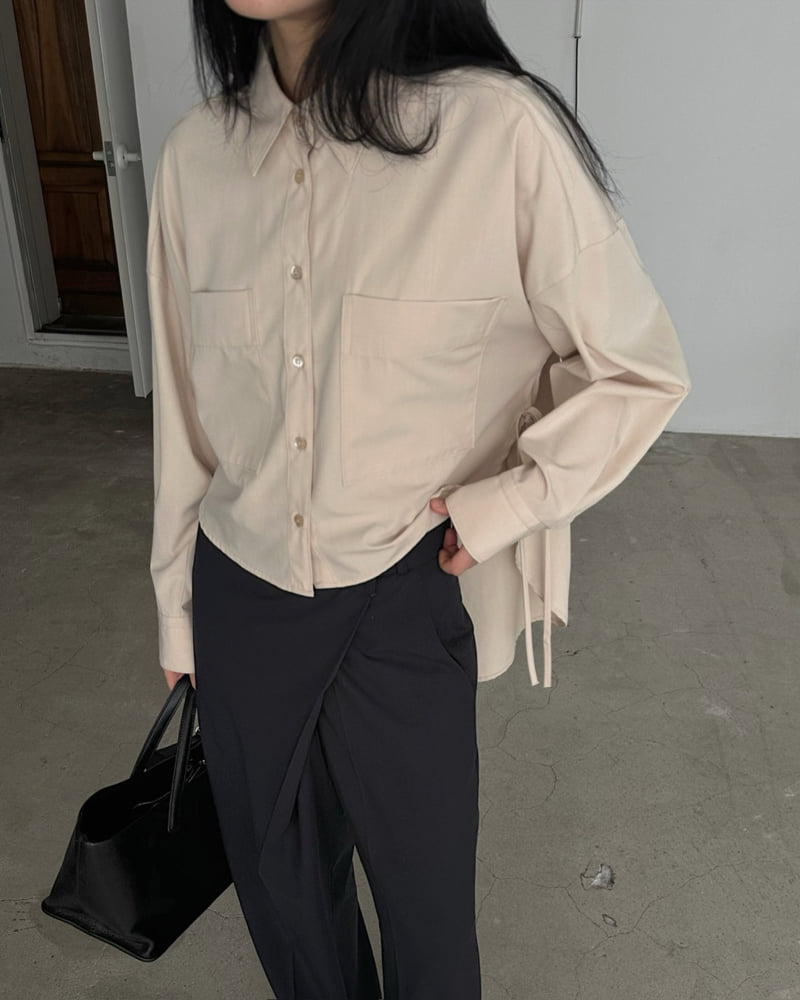 Jade Market - Korean Women Fashion - #womensfashion - Blue Pocket Shirt - 3