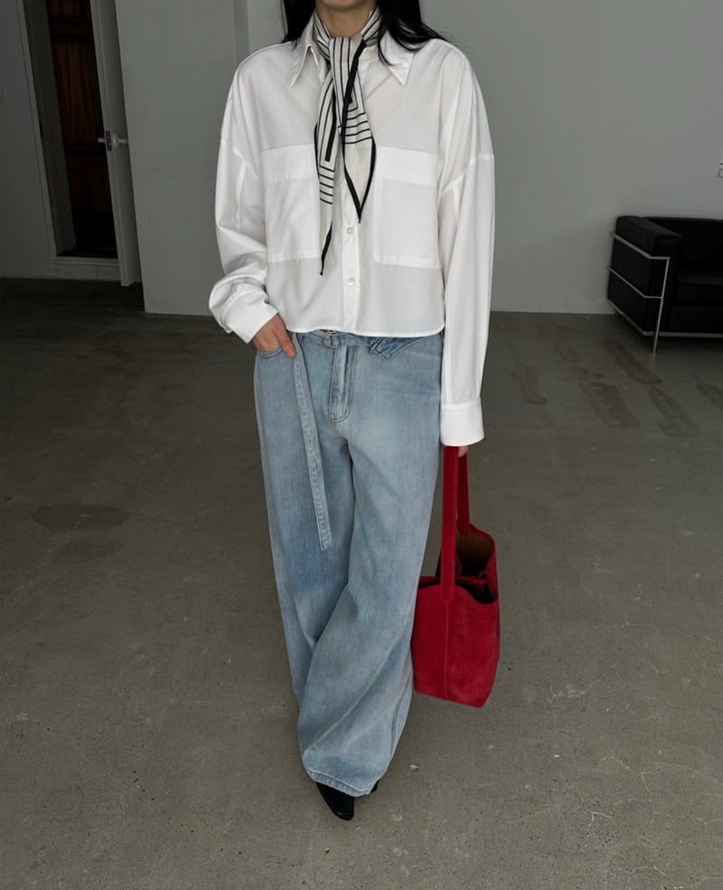 Jade Market - Korean Women Fashion - #womensfashion - Blue Pocket Shirt - 7