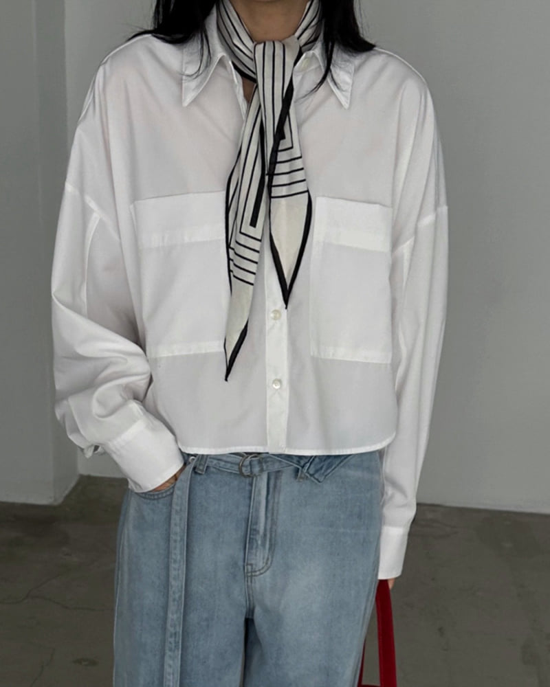 Jade Market - Korean Women Fashion - #womensfashion - Blue Pocket Shirt - 9