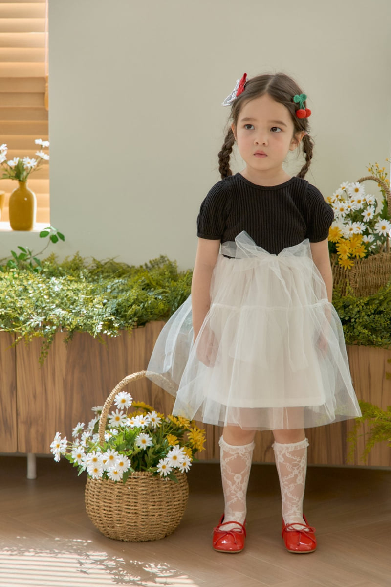 Jazz - Korean Children Fashion - #childrensboutique - Bianca Ribbon Mesh One-piece - 3