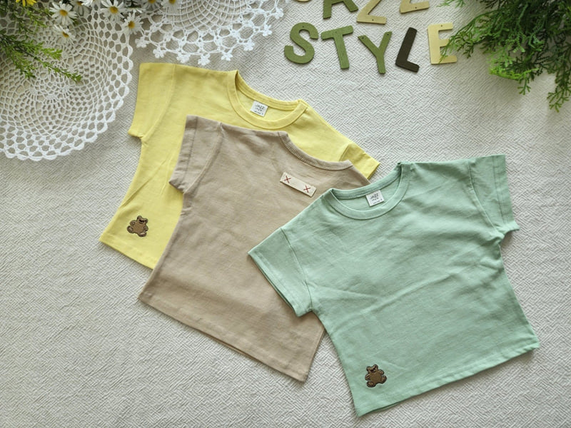 Jazz - Korean Children Fashion - #childrensboutique - Embroidery Bear Tee