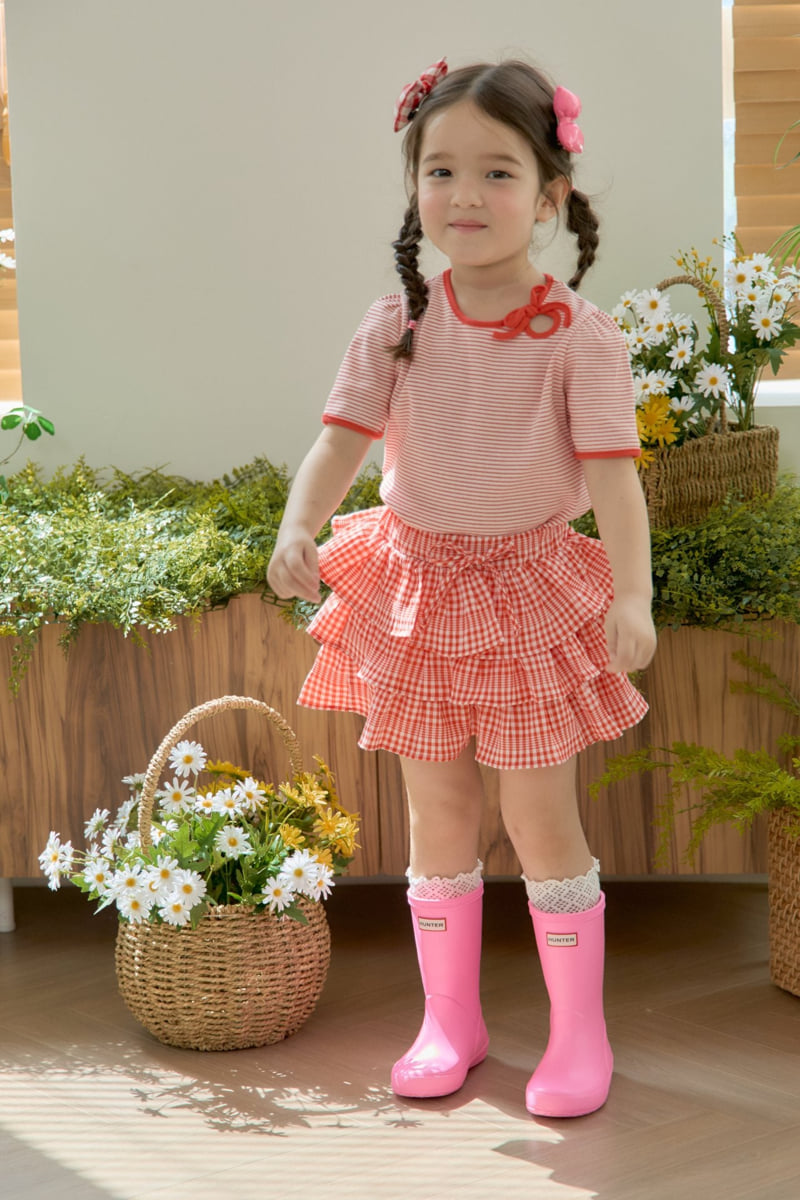 Jazz - Korean Children Fashion - #childrensboutique - Stripe Ribbon Blouse Tee - 6