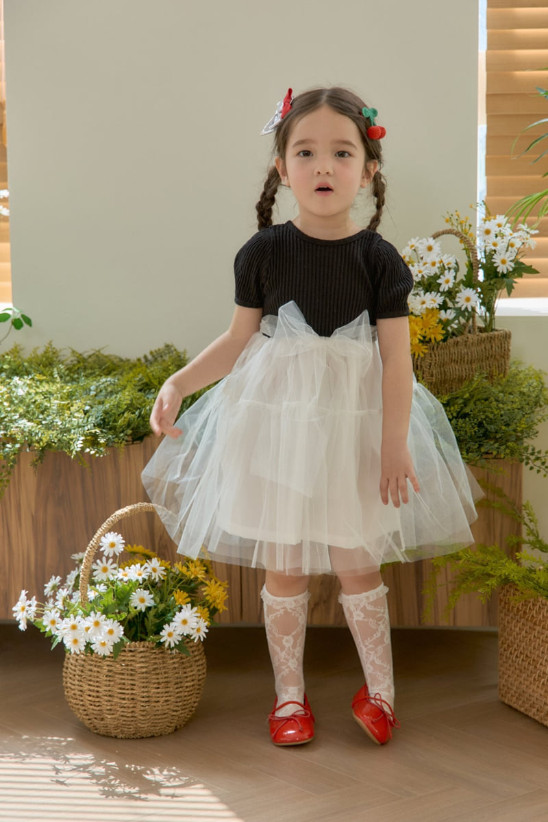 Jazz - Korean Children Fashion - #childrensboutique - Bianca Ribbon Mesh One-piece - 4