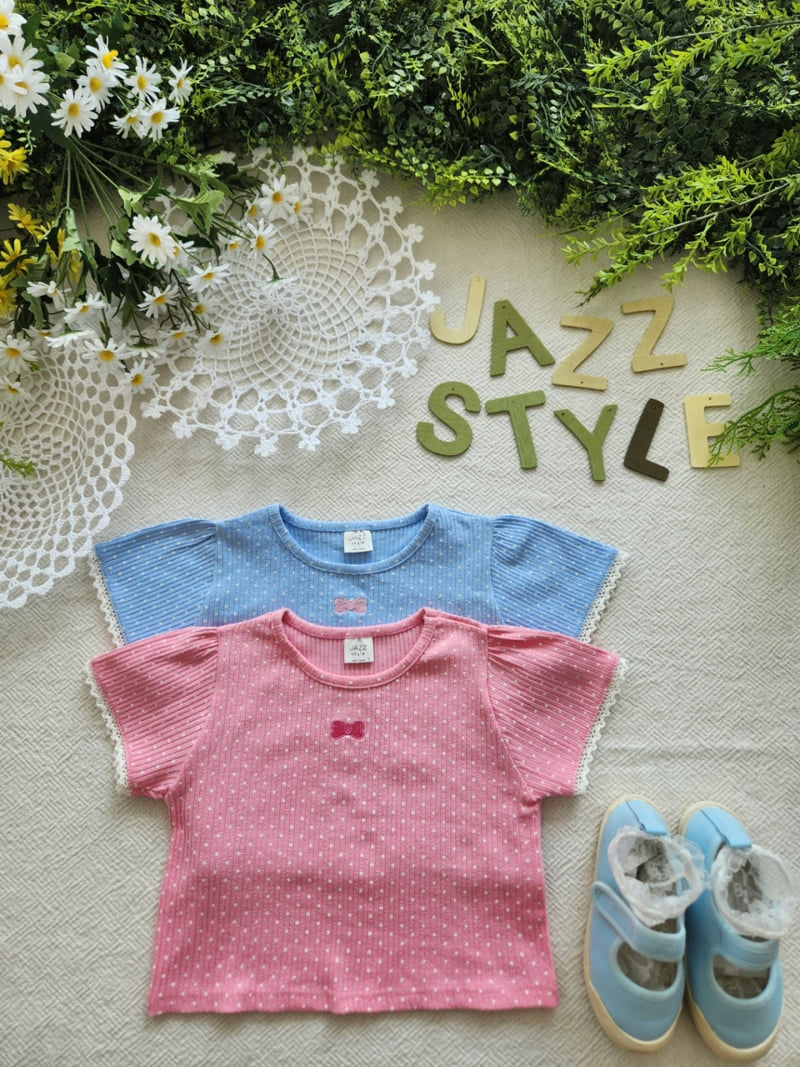 Jazz - Korean Children Fashion - #designkidswear - Ribbon Dot Blouse Tee - 10