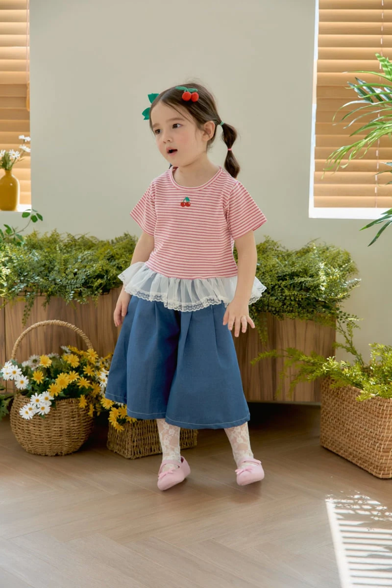 Jazz - Korean Children Fashion - #designkidswear - Stripe Cherry Blouse Tee - 8