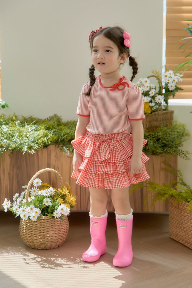Jazz - Korean Children Fashion - #designkidswear - Stripe Ribbon Blouse Tee - 7