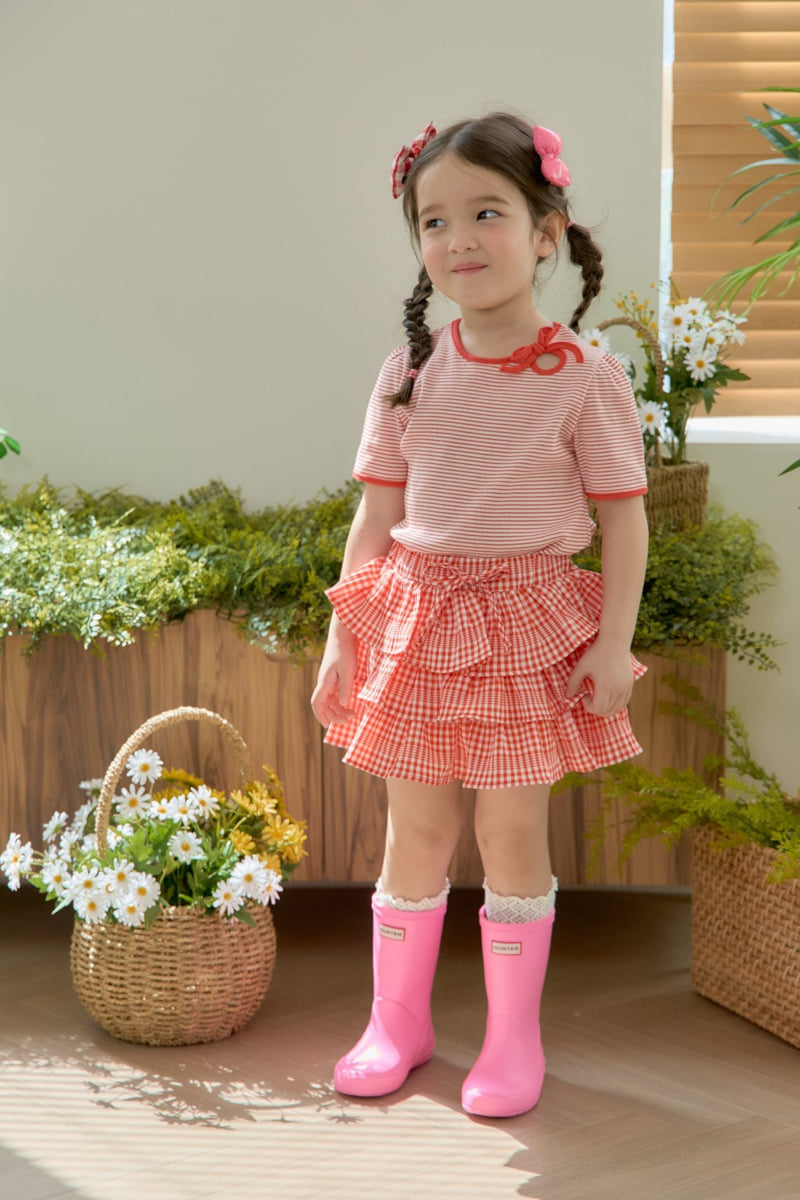 Jazz - Korean Children Fashion - #discoveringself - Stripe Ribbon Blouse Tee - 8